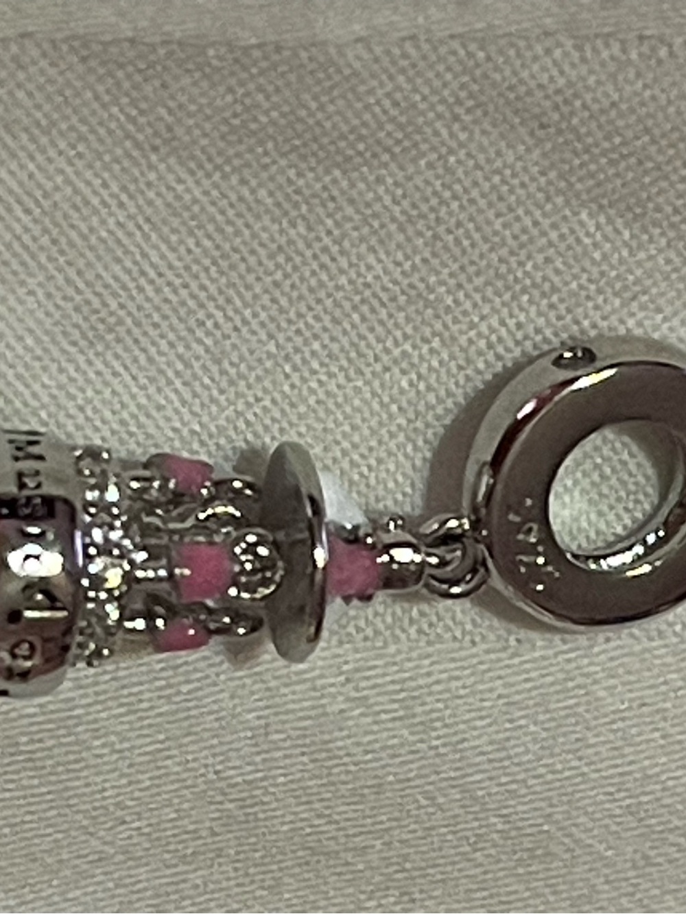 925 Sterling Silver Carousel Charm with Pink Enamel Accents - Picture 3 of 9